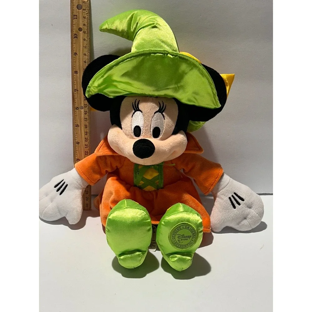 Disney Store Minnie Mouse Halloween Witch 2014 Plush Orange Green 11 inch